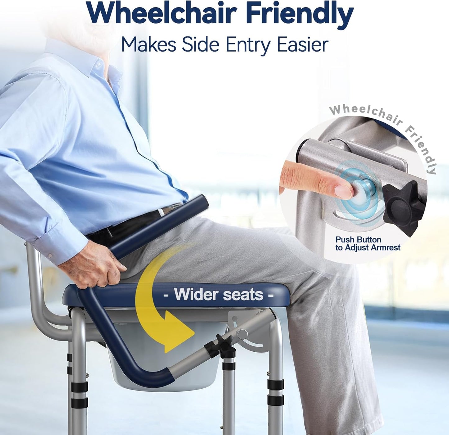 Drop Arm Bedside Commode