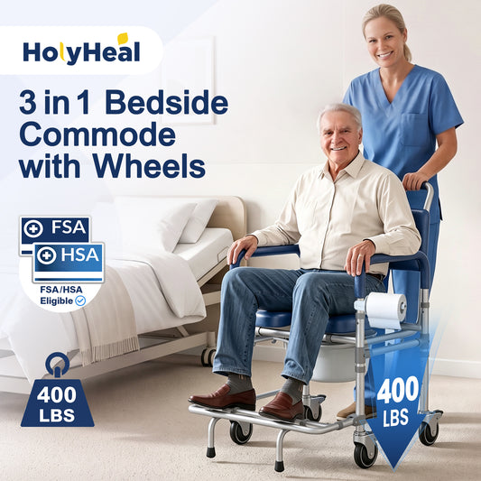 M83 Bedside Commode Wheelchair for Seniors, Potty Chair for Adults