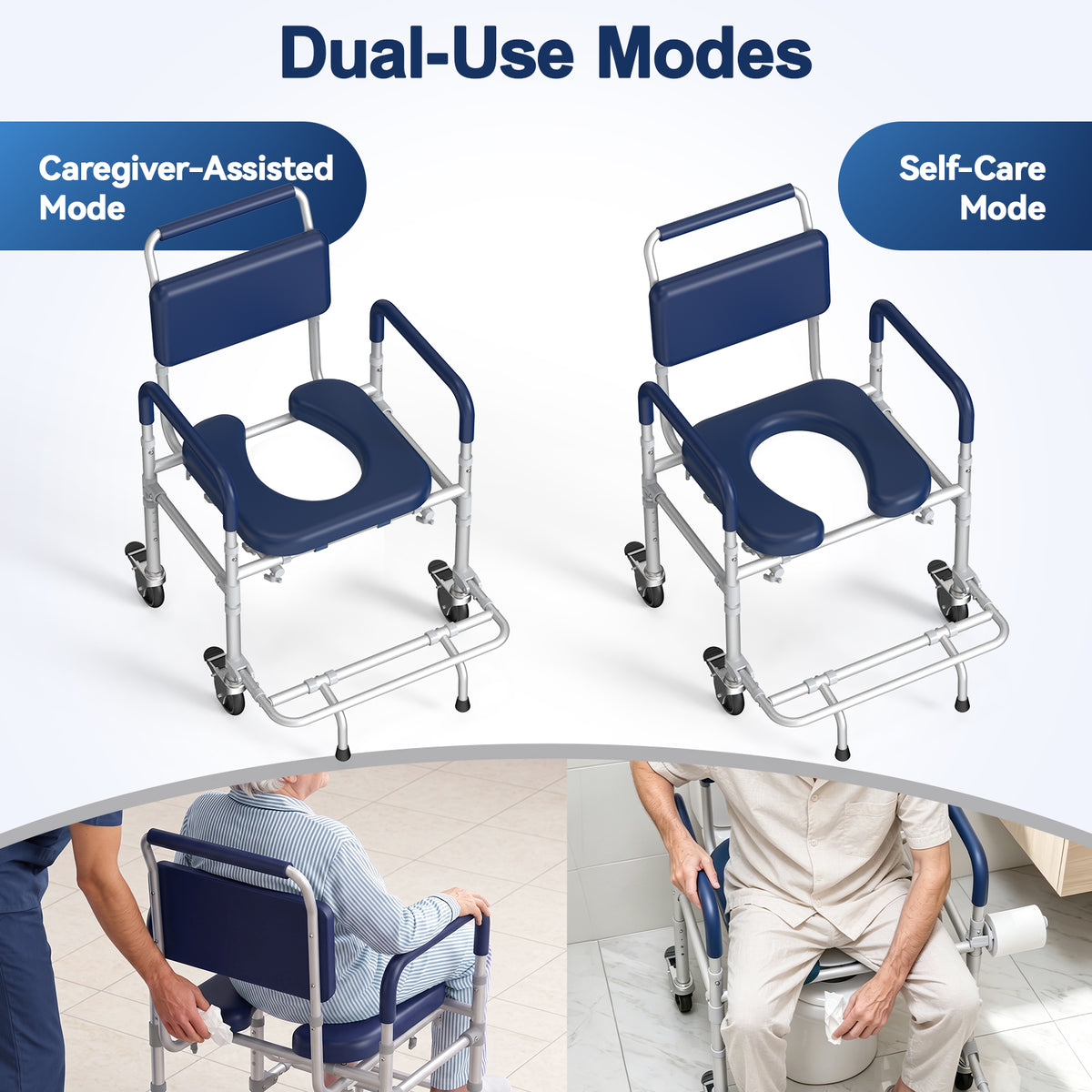 M83 Bedside Commode Wheelchair for Seniors, Potty Chair for Adults