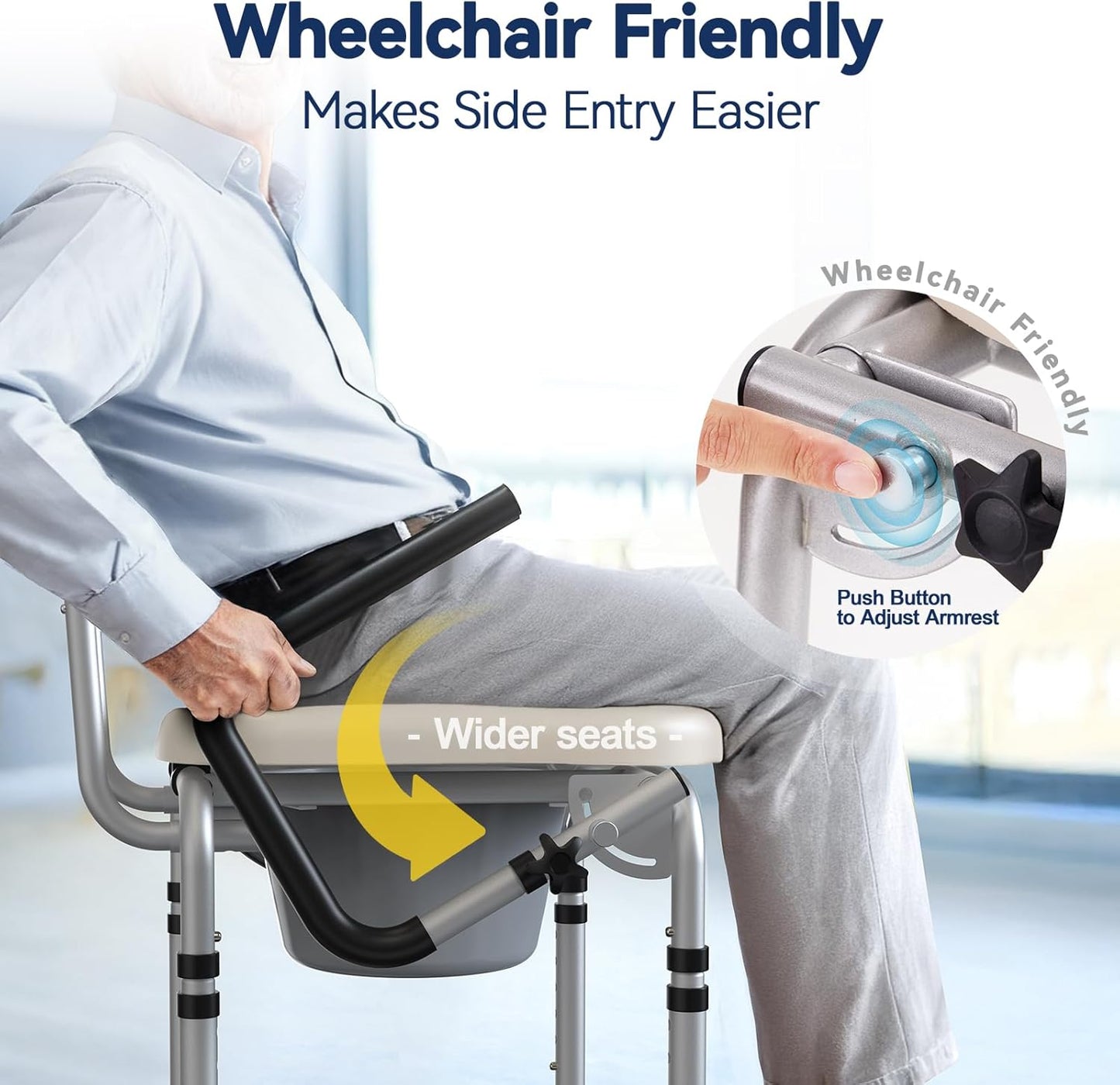 Drop Arm Bedside Commode