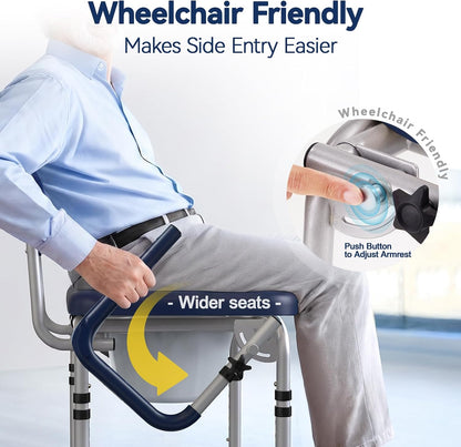 M77 Bedside Commode, Drop Arm Portable Toilet for Adults Seniors