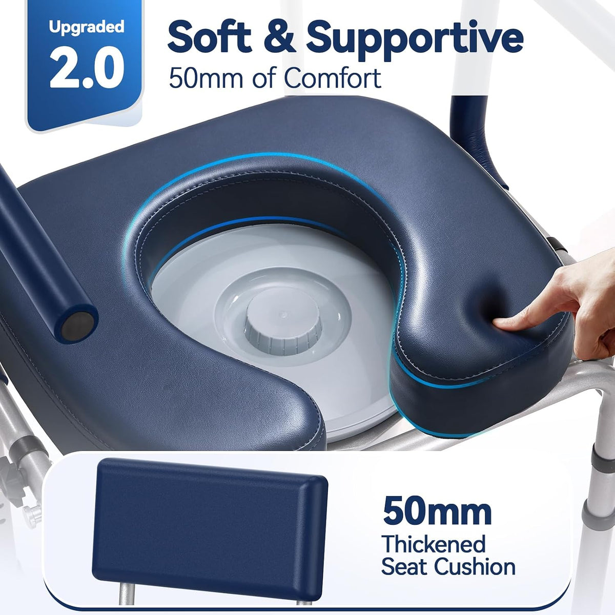 M77 Bedside Commode, Drop Arm Portable Toilet for Adults Seniors