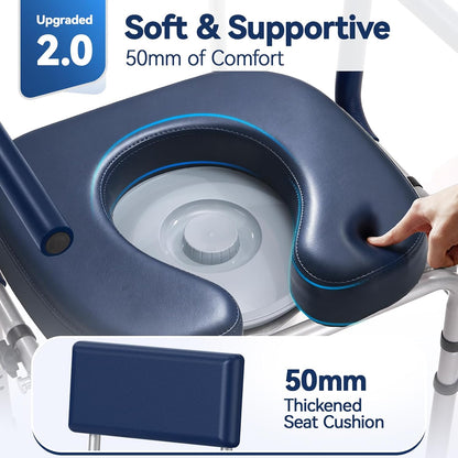 M77 Bedside Commode, Drop Arm Portable Toilet for Adults Seniors