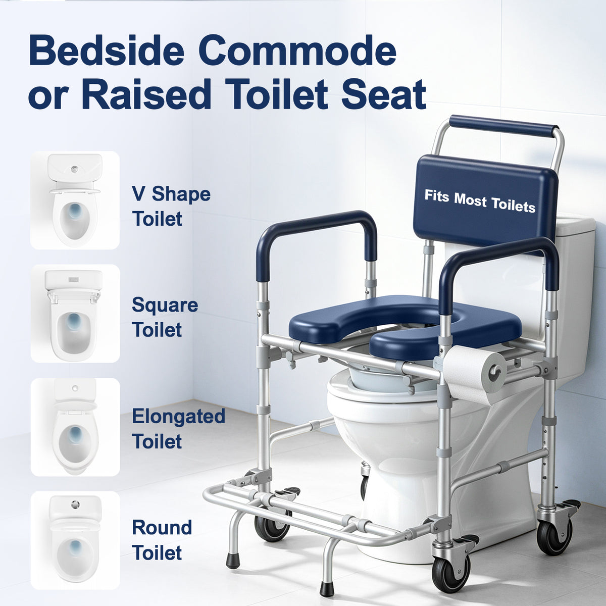 M83 Bedside Commode Wheelchair for Seniors, Potty Chair for Adults