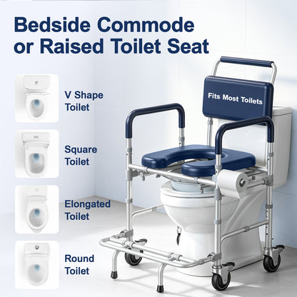 M83 Bedside Commode Wheelchair for Seniors, Potty Chair for Adults