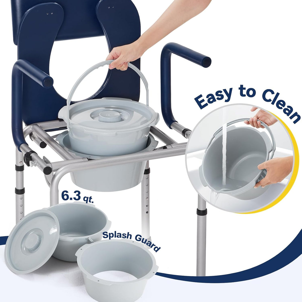 M77 Bedside Commode, Drop Arm Portable Toilet for Adults Seniors
