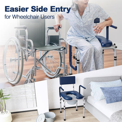 M77 Bedside Commode, Drop Arm Portable Toilet for Adults Seniors